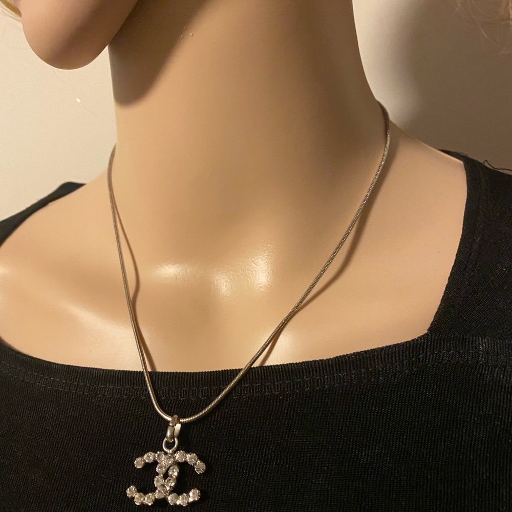 Chanel cc logo vintage crystal necklaces